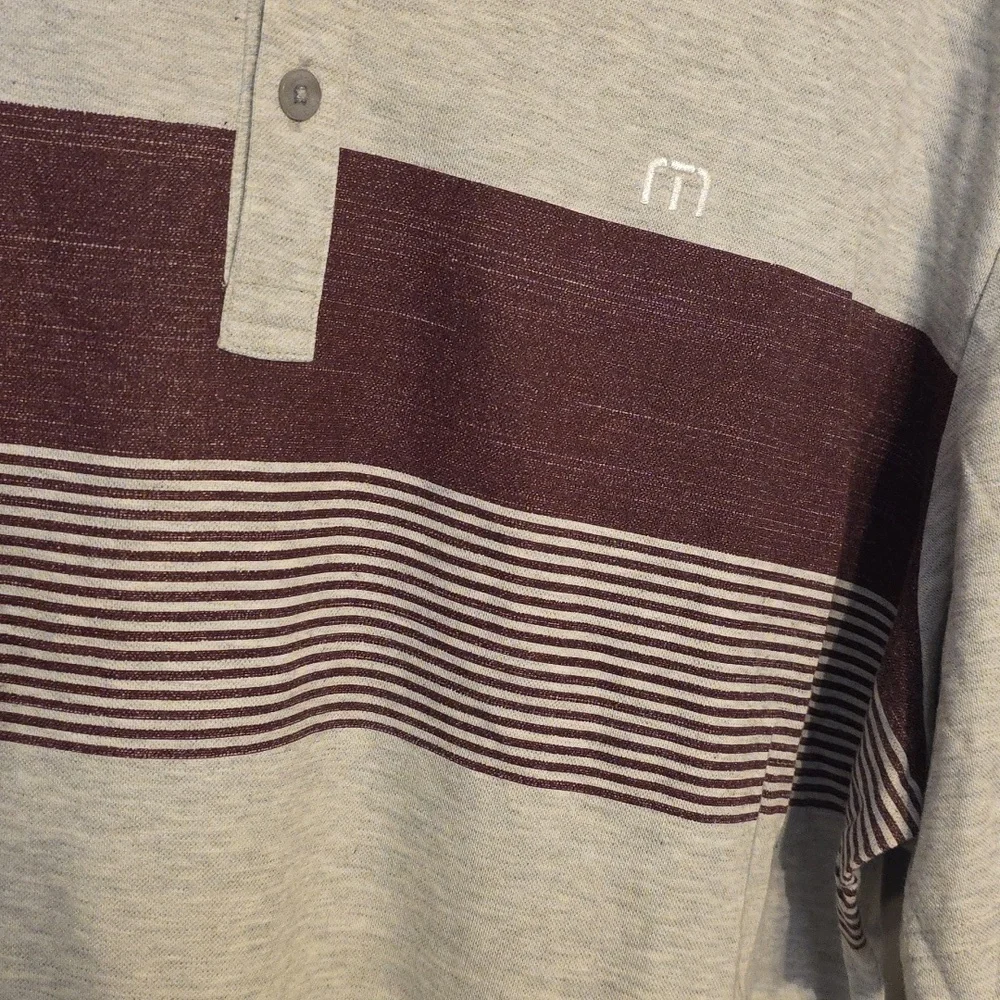 Travis Mathew Men's Gray/Maroon Polo Shirt Front/Back‎ Logo Golf Sz XXL EUC